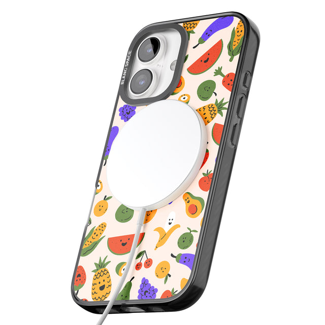 iPhone 16 Pro Max Mixed Kawaii Food Icons - Solid Black Impact Phone Case