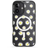 iPhone 16 Pro Max White Daisy Pattern (Clear) Black Impact Phone Case