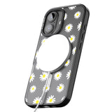 iPhone 16 Pro Max White Daisy Pattern (Clear) Black Impact Phone Case