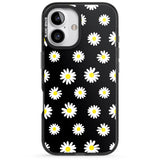 iPhone 16 Pro Max White Daisy Pattern (Black) Black Impact Phone Case