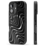 iPhone 16 Pro Max Abstract Waves Black Impact Phone Case