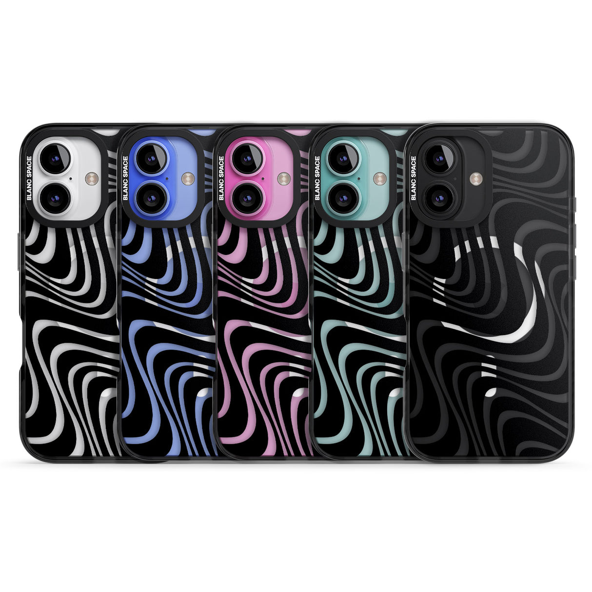 iPhone 16 Pro Max Abstract Waves Black Impact Phone Case