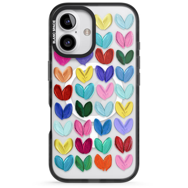 iPhone 16 Pro Max Oil Painted Hearts Black Impact Phone Case