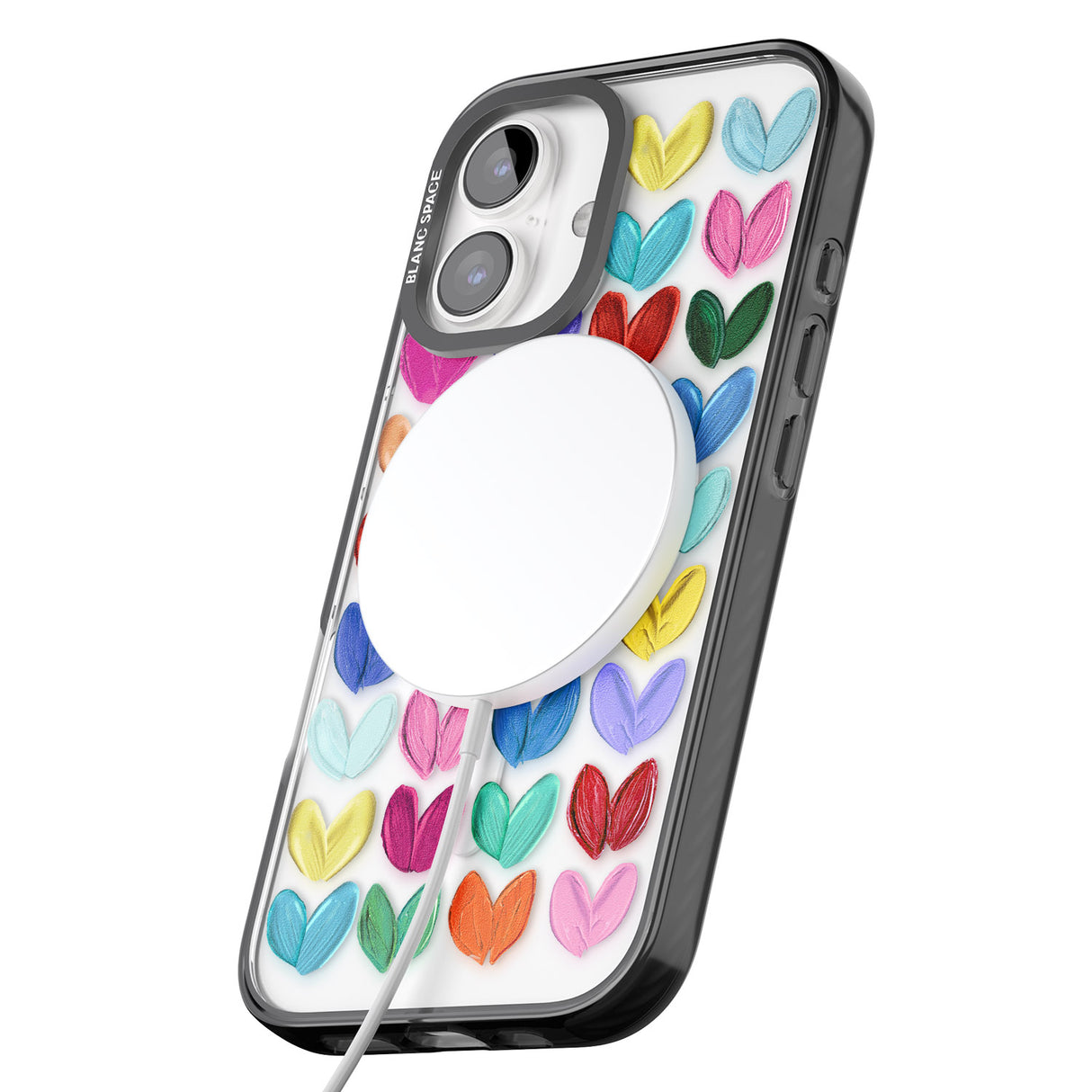 iPhone 16 Pro Max Oil Painted Hearts Black Impact Phone Case