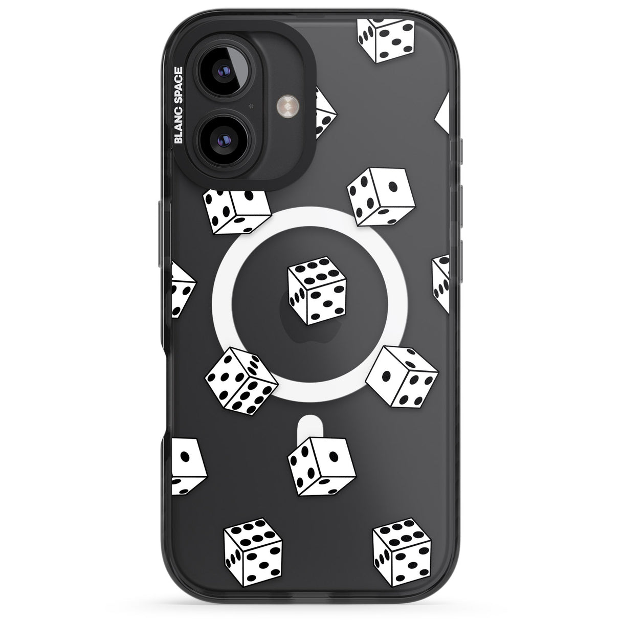 iPhone 16 Pro Max Clear Dice Pattern Black Impact Phone Case