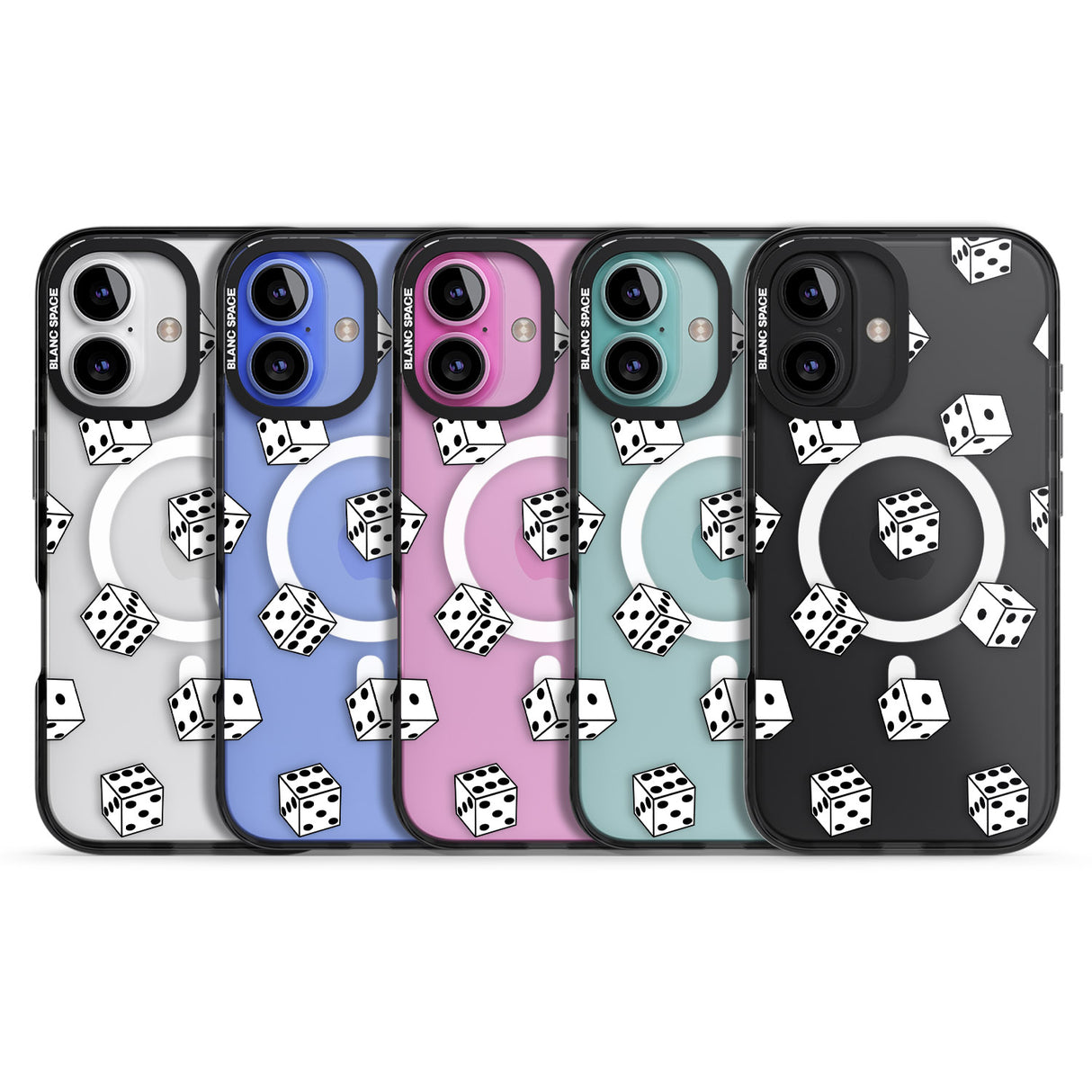 iPhone 16 Pro Max Clear Dice Pattern Black Impact Phone Case