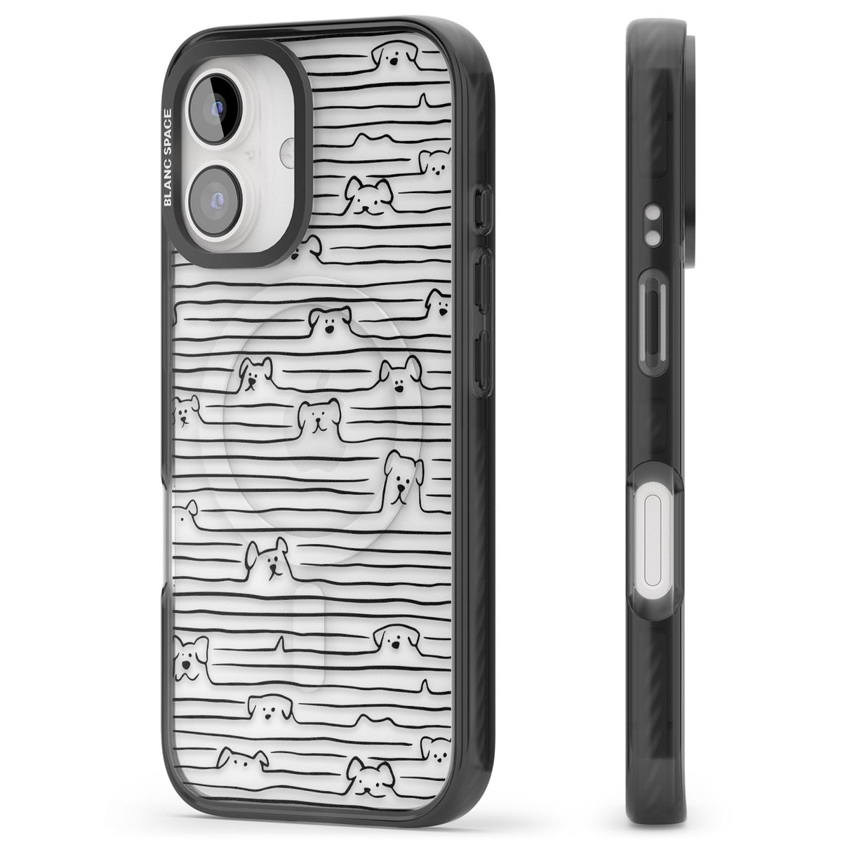 iPhone 16 Pro Max Dog Line Art - Black Black Impact Phone Case