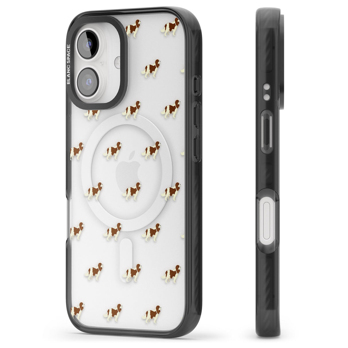 iPhone 16 Pro Max Cavalier King Charles Spaniel Pattern Clear Black Impact Phone Case