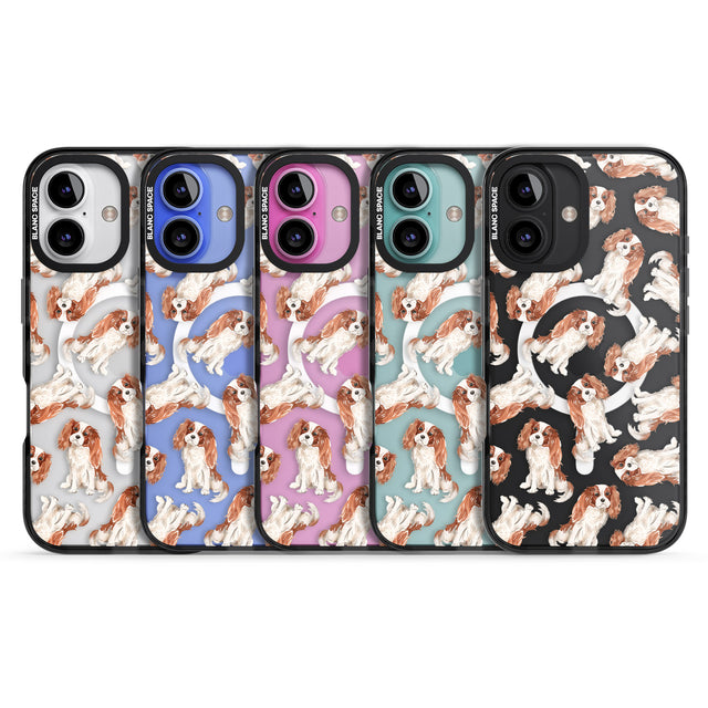 iPhone 16 Pro Max Cavalier King Charles Spaniel Dog Pattern Black Impact Phone Case