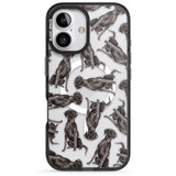 iPhone 16 Pro Max Black Labrador Watercolour Dog Pattern Black Impact Phone Case