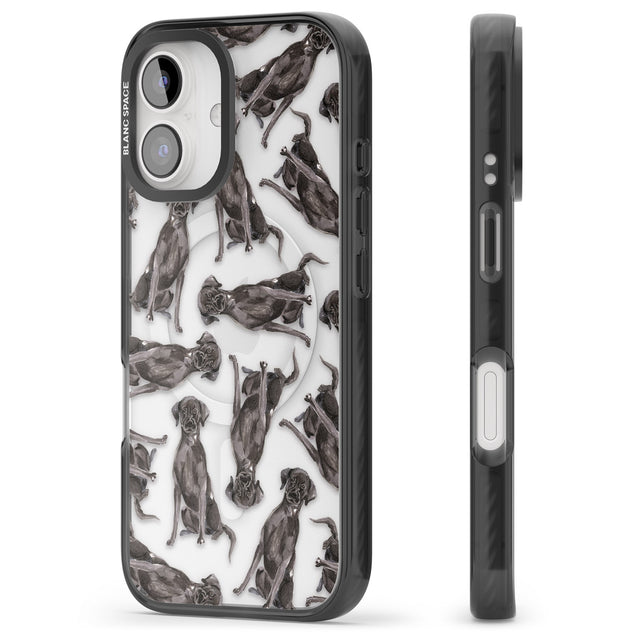 iPhone 16 Pro Max Black Labrador Watercolour Dog Pattern Black Impact Phone Case