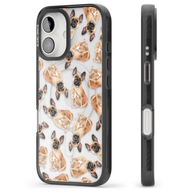 iPhone 16 Pro Max French Bulldog Watercolour Dog Pattern Black Impact Phone Case