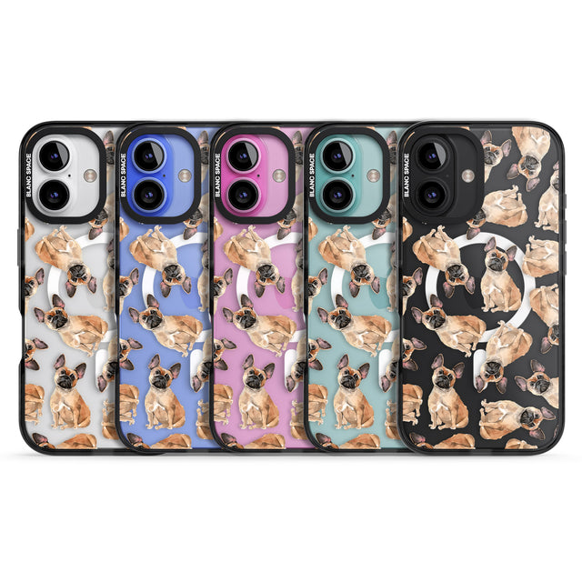 iPhone 16 Pro Max French Bulldog Watercolour Dog Pattern Black Impact Phone Case