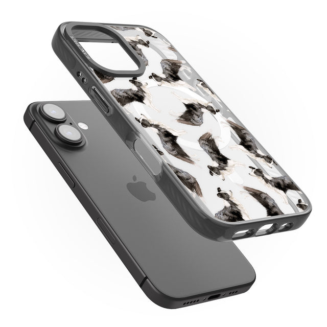 iPhone 16 Pro Max Border Collie Watercolour Dog Pattern Black Impact Phone Case