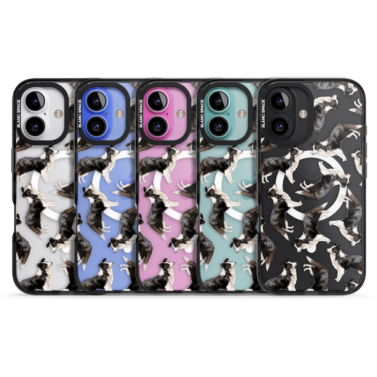 iPhone 16 Pro Max Border Collie Watercolour Dog Pattern Black Impact Phone Case