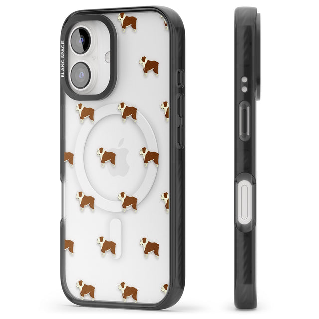 iPhone 16 Pro Max English Bulldog Dog Pattern Clear Black Impact Phone Case