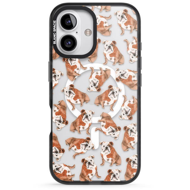 iPhone 16 Pro Max English Bulldog Watercolour Dog Pattern Black Impact Phone Case