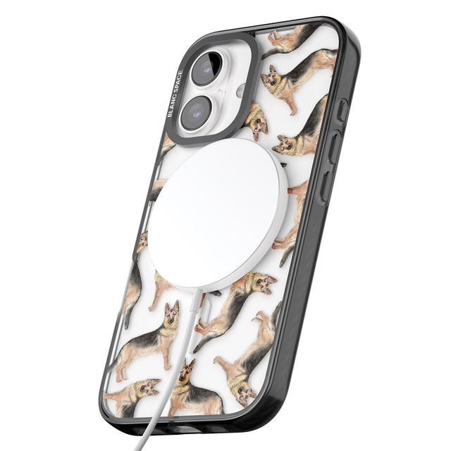 iPhone 16 Pro Max German Shepherd Watercolour Dog Pattern Black Impact Phone Case