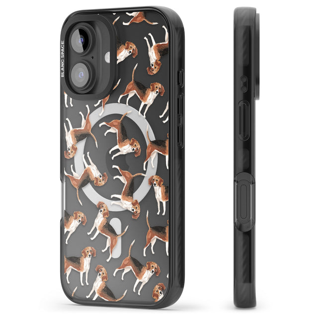 iPhone 16 Pro Max Beagle Watercolour Dog Pattern Black Impact Phone Case