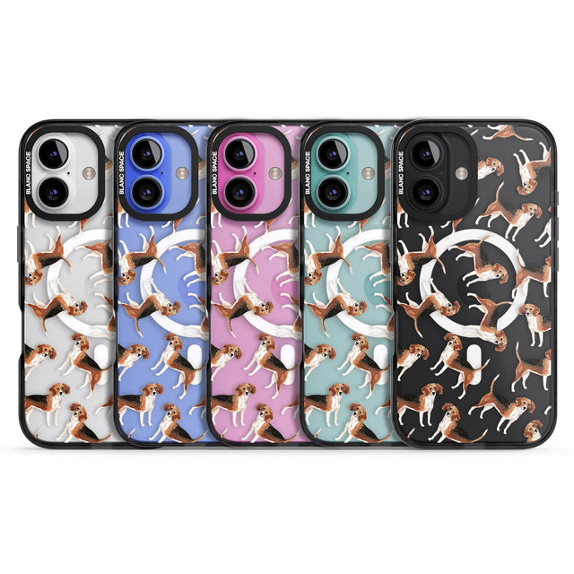 iPhone 16 Pro Max Beagle Watercolour Dog Pattern Black Impact Phone Case