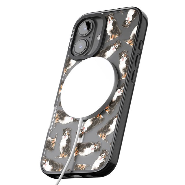 iPhone 16 Pro Max Bernese Mountain Dog Watercolour Dog Pattern Black Impact Phone Case