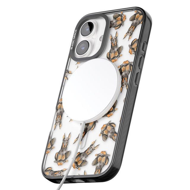 iPhone 16 Pro Max Doberman Watercolour Dog Pattern Black Impact Phone Case