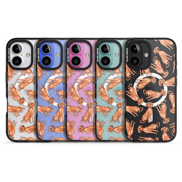 iPhone 16 Pro Max Hungarian Vizsla Watercolour Dog Pattern Black Impact Phone Case