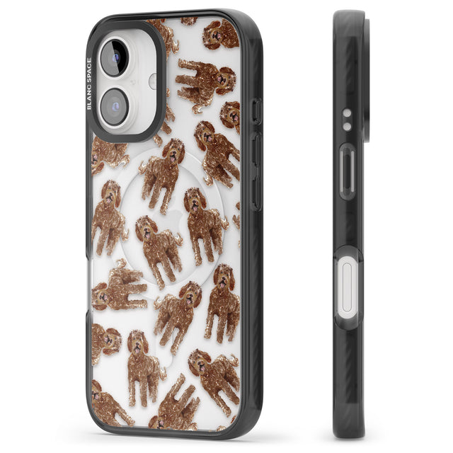 iPhone 16 Pro Max Labradoodle (Brown) Watercolour Dog Pattern Black Impact Phone Case