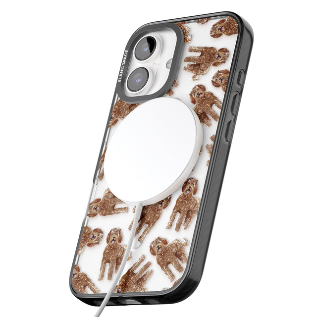 iPhone 16 Pro Max Labradoodle (Brown) Watercolour Dog Pattern Black Impact Phone Case