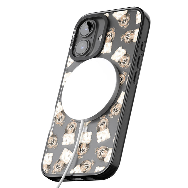 iPhone 16 Pro Max Shih tzu (Long Hair) Watercolour Dog Pattern Black Impact Phone Case