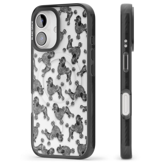 iPhone 16 Pro Max Poodle (Black) Watercolour Dog Pattern Black Impact Phone Case