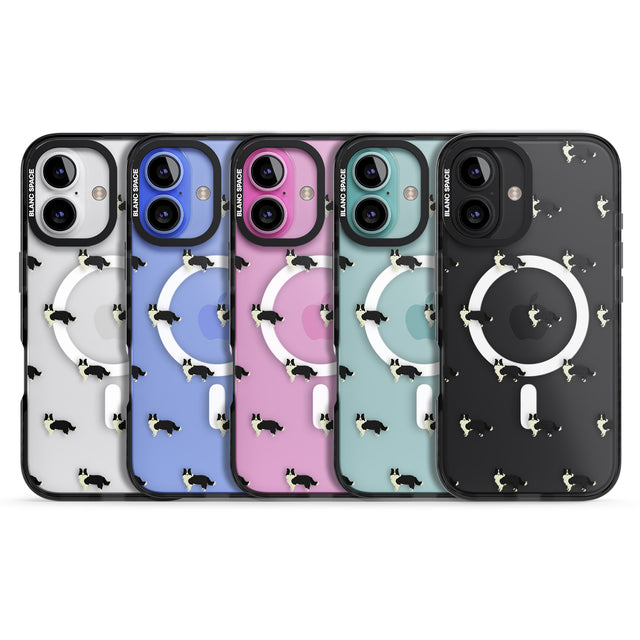 iPhone 16 Pro Max Border Collie Dog Pattern Clear Black Impact Phone Case