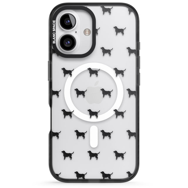 iPhone 16 Pro Max Black Labrador Dog Pattern Clear Black Impact Phone Case