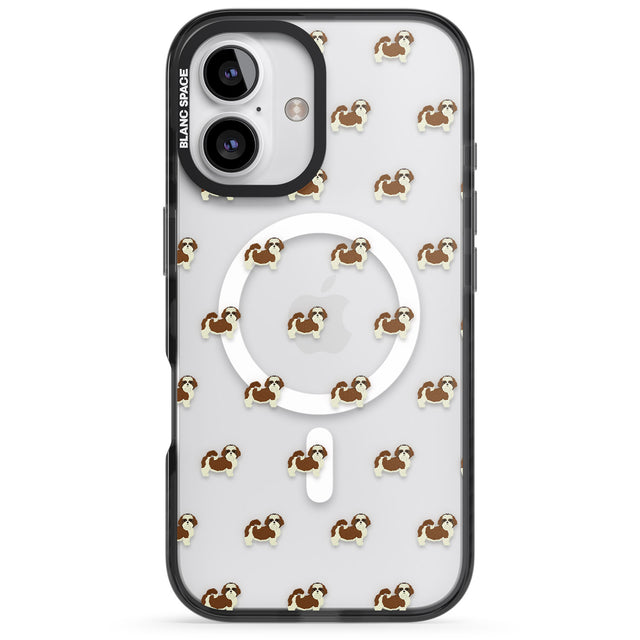 iPhone 16 Pro Max Shih Tzu Dog Pattern Clear Black Impact Phone Case