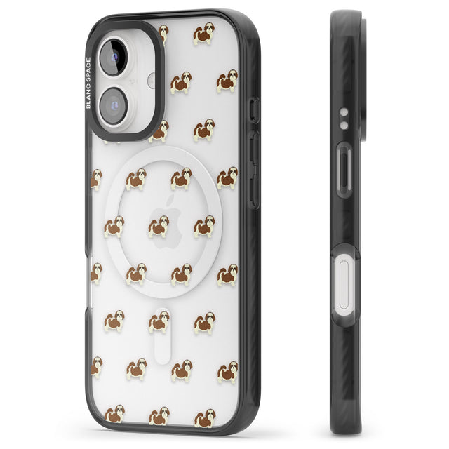 iPhone 16 Pro Max Shih Tzu Dog Pattern Clear Black Impact Phone Case