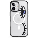 iPhone 16 Pro Max Winking Eyes Transparent Pattern Black Impact Phone Case