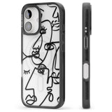 iPhone 16 Pro Max Abstract Continuous Line Faces Black on Clear Black Impact Phone Case