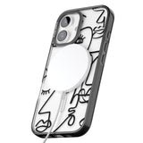 iPhone 16 Pro Max Abstract Continuous Line Faces Black on Clear Black Impact Phone Case