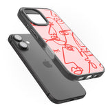 iPhone 16 Pro Max Abstract Continuous Line Faces Red on Pink Black Impact Phone Case