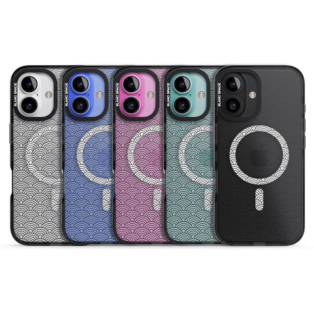 iPhone 16 Pro Max Abstract Lines: Scalloped Pattern Black Impact Phone Case