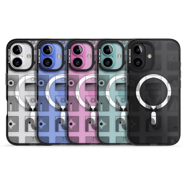 iPhone 16 Pro Max Abstract Lines: Mixed Pattern #2 Black Impact Phone Case