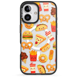 iPhone 16 Pro Max Fast Food Patterns Kawaii Fast Food Mix Black Impact Phone Case