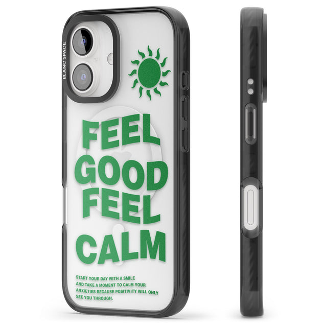 iPhone 16 Pro Max Feel Good Feel Calm (Green) Black Impact Phone Case