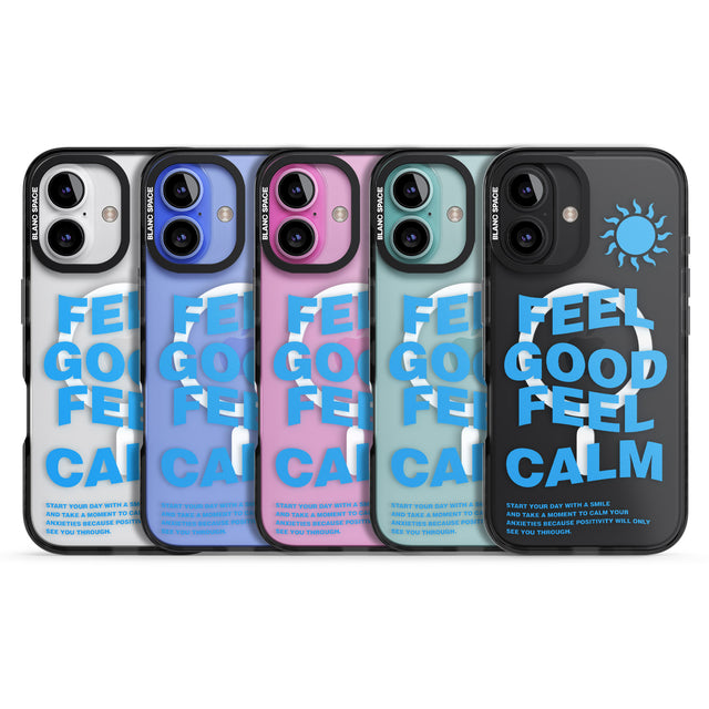 iPhone 16 Pro Max Feel Good Feel Calm (Blue) Black Impact Phone Case