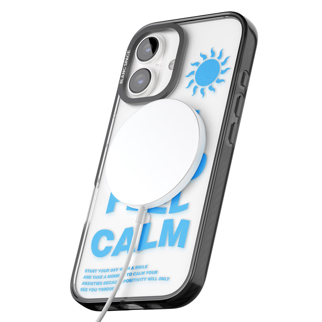 iPhone 16 Pro Max Feel Good Feel Calm (Blue) Black Impact Phone Case