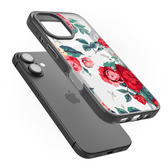 iPhone 16 Pro Max Rose Pattern Black Impact Phone Case