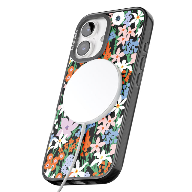 iPhone 16 Pro Max Springtime Meadow: Solid Black Impact Phone Case