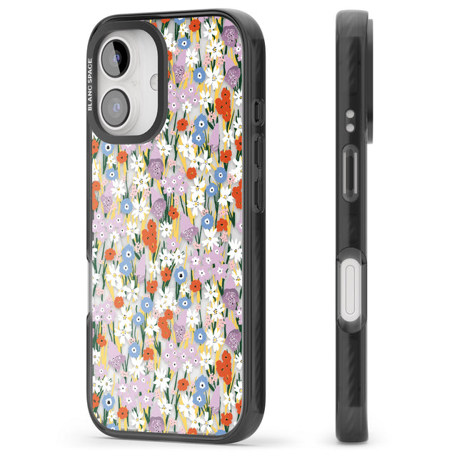 iPhone 16 Pro Max Energetic Floral Mix: Transparent Black Impact Phone Case