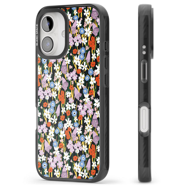 iPhone 16 Pro Max Energetic Floral Mix: Solid Black Impact Phone Case