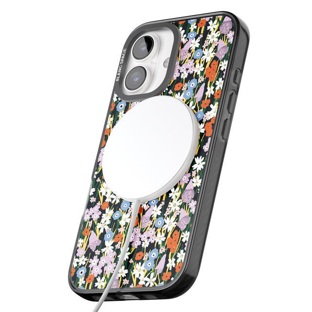 iPhone 16 Pro Max Energetic Floral Mix: Solid Black Impact Phone Case